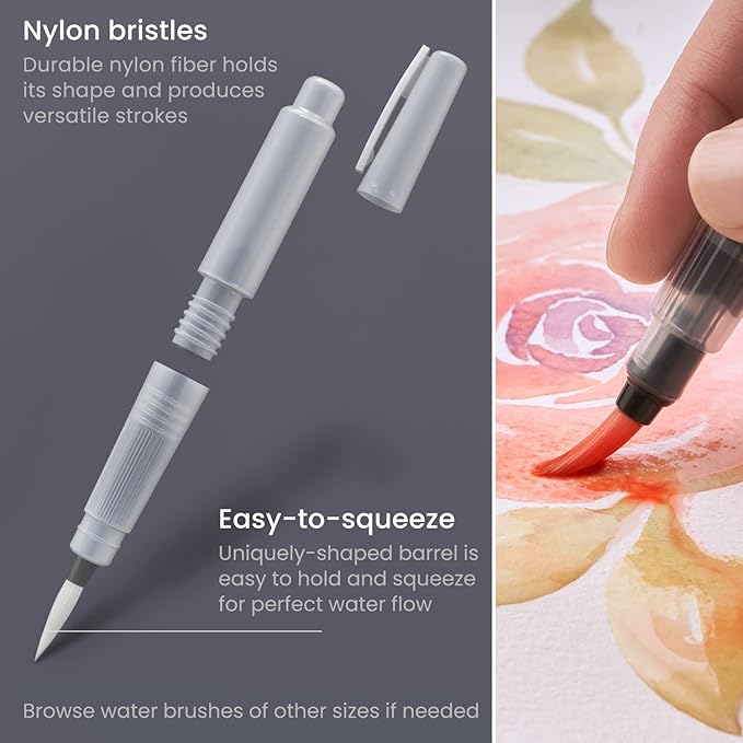 ARTEZA Watercolor Paint Set, 12 Pastel Tones Half Pans, Portable Travel Watercolor Set with Water Brush Pen, Metal Tin, and Swatch Sheets for Washes, Blending, and Watercolor Techniques