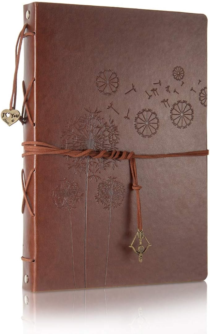 ThxMadam Leather Scrapbook Album 60 Pages Vintage Love Photo Album,11 * 8.1 Inch Scrapbook for Couples-DIY Memory Book,Birthday/Wedding Guest Book Gift for Anniversary Mother's Day
