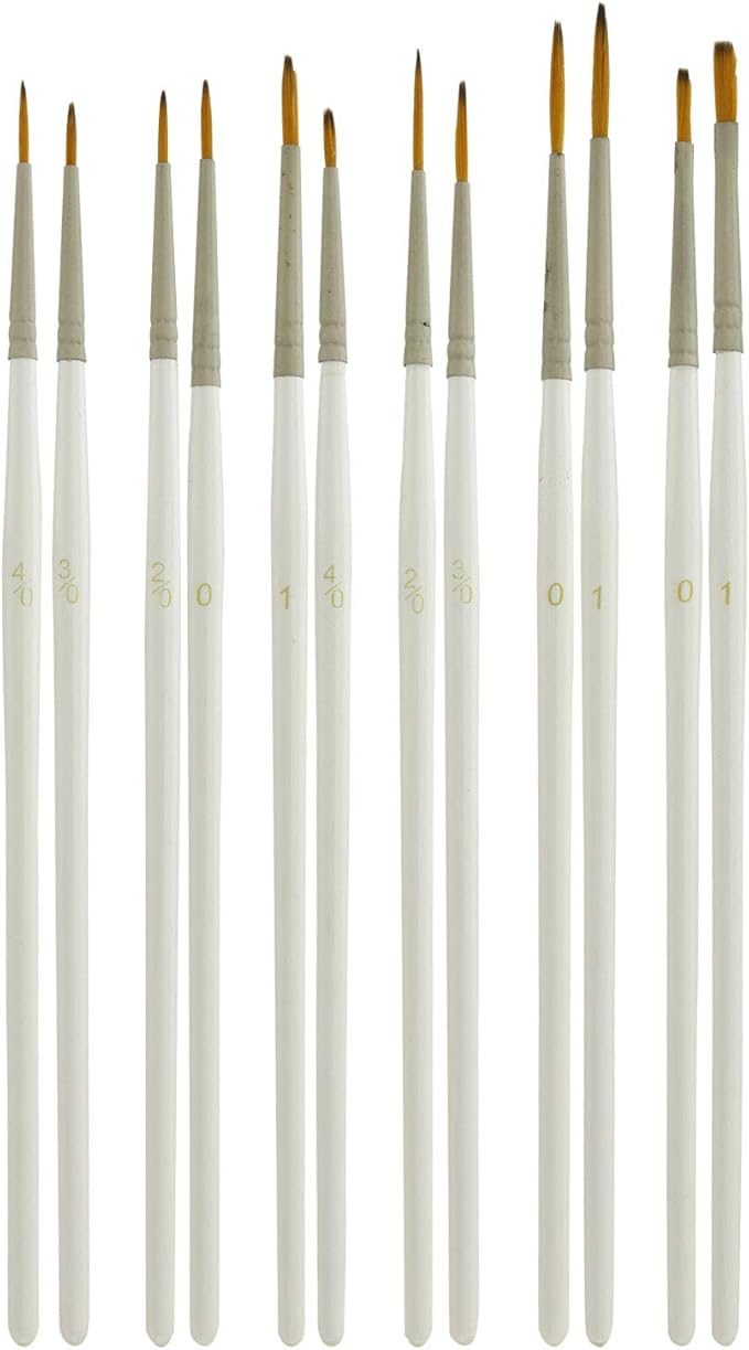 U.S. Art Supply Miniature Detail Paint Brush Set - 12 Miniature Brushes for Art Painting - Acrylic, Watercolor, Oil