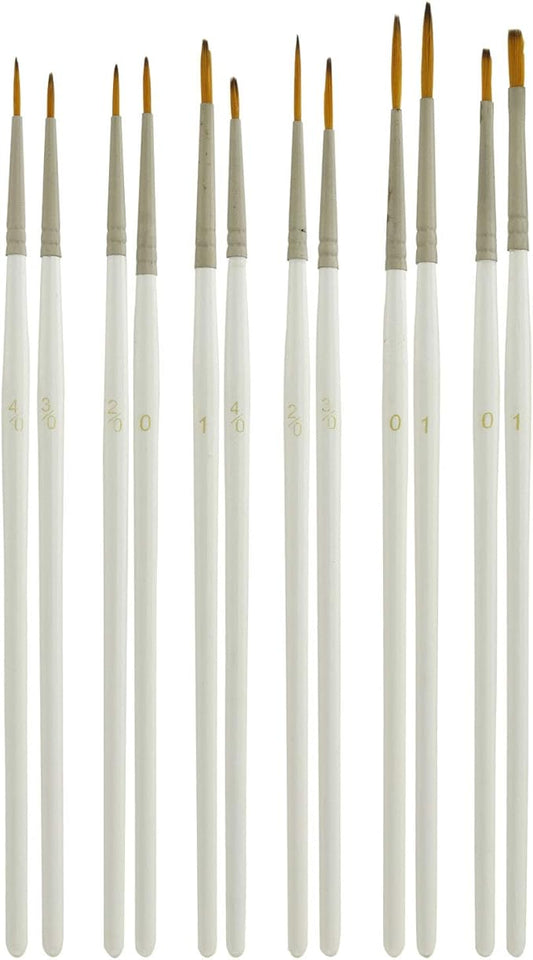 U.S. Art Supply Miniature Detail Paint Brush Set - 12 Miniature Brushes for Art Painting - Acrylic, Watercolor, Oil