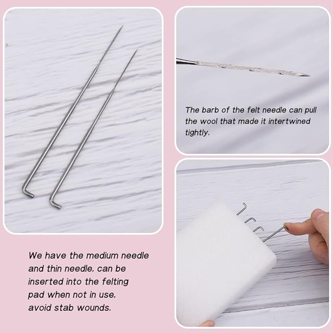 QMNNMA Needle Felting Kit for Beginners, DIY Wool Felt Materials Set, Animals Needle Felting Supplies and Instruction for Needle Felting Craft Project and DIY Handmade