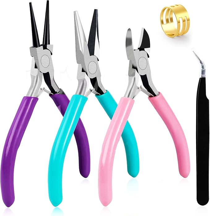 3Pcs Jewelry Pliers Set Jewelry Making Pliers Tools Kit Include Jewelry Making Needle Nose Chain Nose Round Pliers Wire Cutter for Bracelet Beading DIY Craft Jewelry Making Supplies