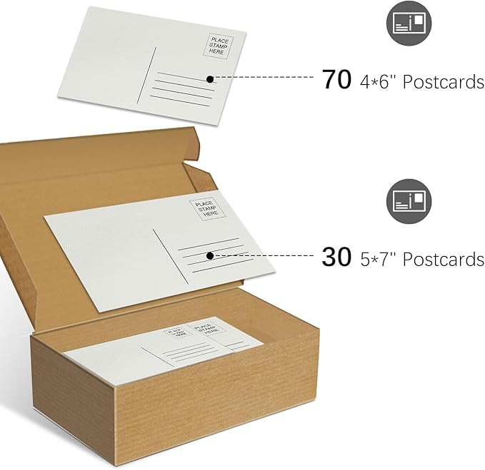 100% Cotton Watercolor Postcards Set - 70 Blank 4"x6" + 30 Folded 5"x7" Watercolor Postpaper, 140lb/300gsm Acid-Free Heavyweight Paper for Painting, Greeting Cards, Christmas, Birthday DIY