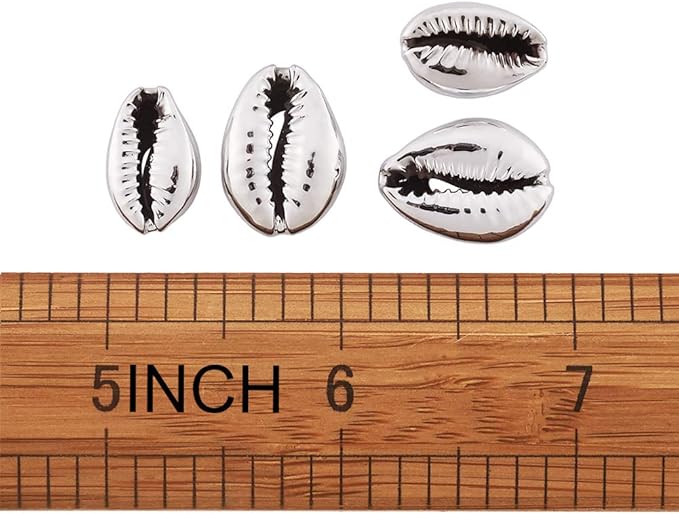 Cheriswelry 50pcs Platinum Electroplated Shell Beads Cowrie Shells Spiral Sea Shell Summer Beach Loose Spacer Beads for Bracelet Craft Jewelry Making Fish Tanks Home Decoration 15~20mm
