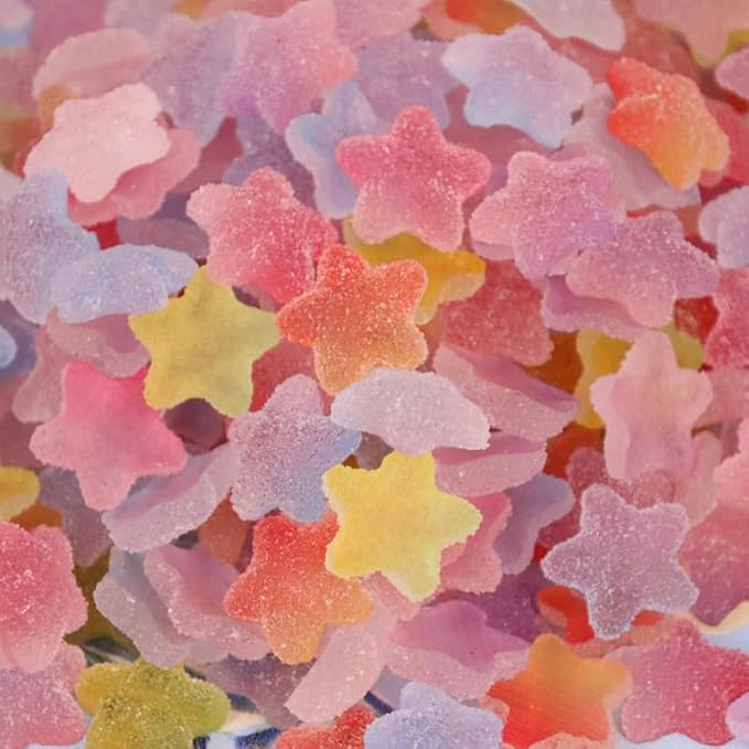 50 pcs Jelly Sugar Soft Candy Charms, DIY Craft Making Resin Jewelry Making Kit, 16mm Love Heart Resin Flatback Beads for Women DIY Scrapbooking Crafts Cell Phone Case Making