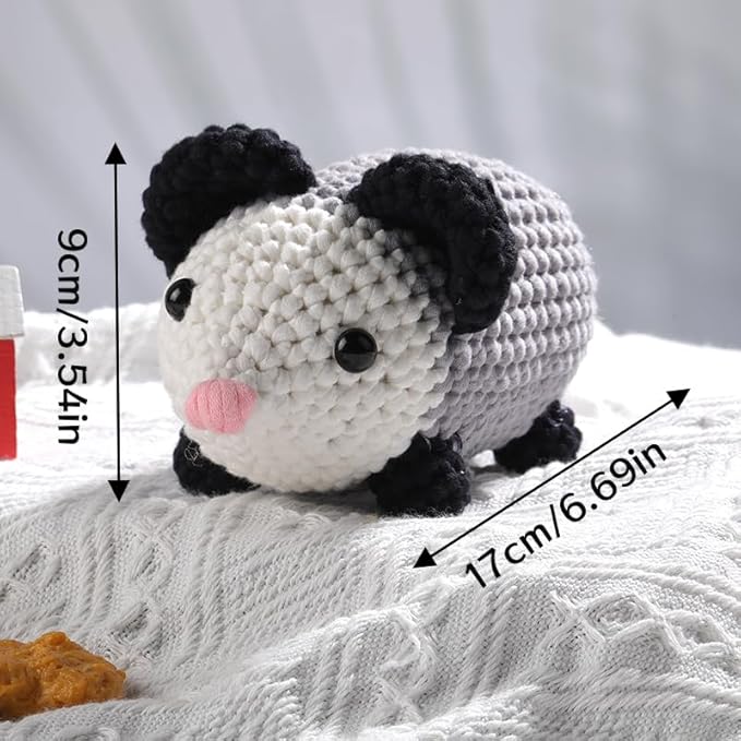 Dasonwin Crochet Kit for Beginners, Amigurumi Crochet Animal Kit (Cute Possum), Step-by-Step Video Tutorials, Complete Starter Set for Kids & Adults