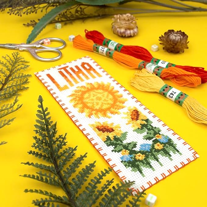 Povitrulya Cross Stitch Bookmark Kit Wheel of the Year: Litha – Counted DIY Embroidery Set for Adults & Beginners, Summer Solstice Pagan Wiccan Sun Fire Festival Gift