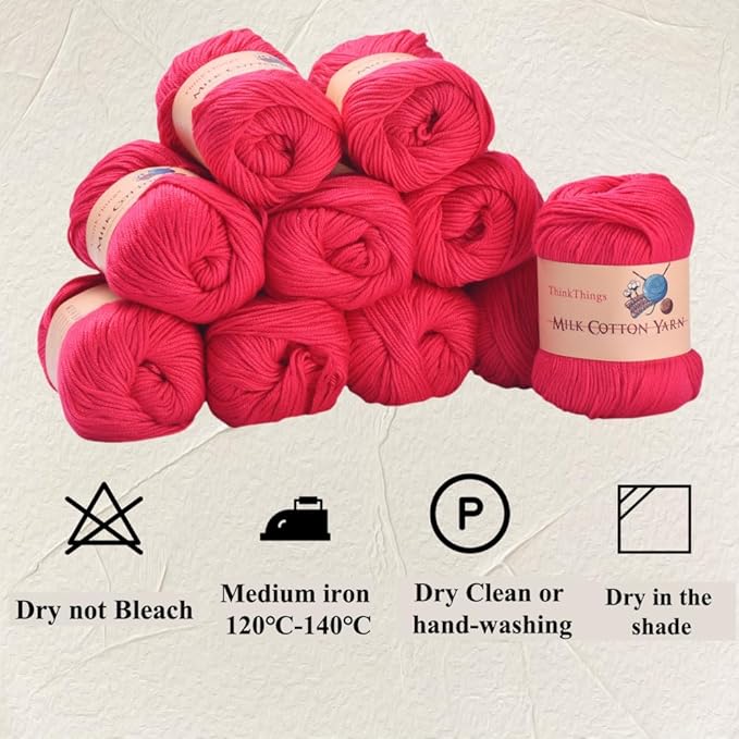 Acrylic Yarn for Crocheting Bulk DIY Knitting Yarn Rose Red Cotton Yarn 10Balls Pack 17.6Ounces,Red Crocheting Yarn