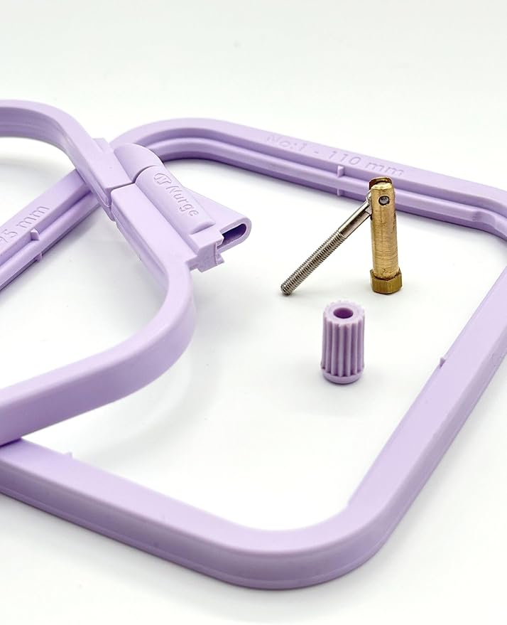 nurge square embroidery hoop - plastic cross stitch frame for needlepoint & embroidery - adjustable craft hoop - lilac - no:4 (large)