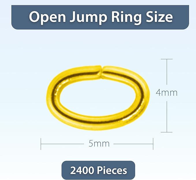 Mandala Crafts 5X4mm Gold Oval Jump Rings Jewelry Findings Metal O Rings for Jewelry Making Supplies - 2400 Small Open Jump Rings Kit for Necklace Earring