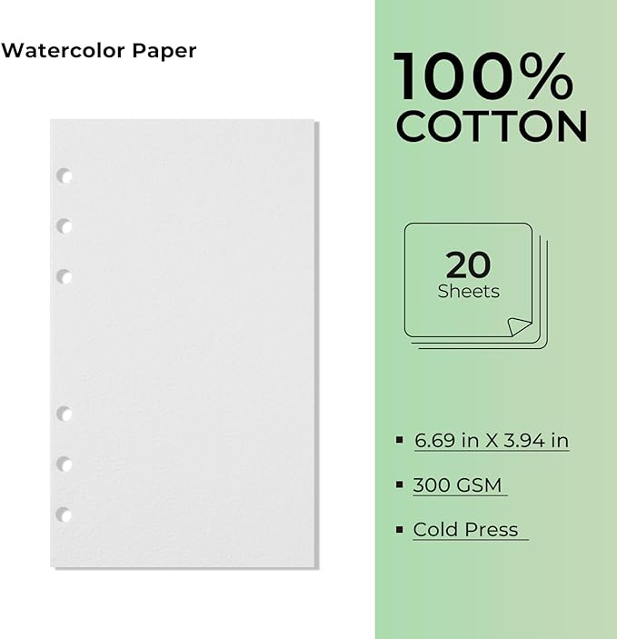 Travel Watercolor Sketchbook Set - 100% Cotton Cold Press 6.7x3.9 Inch Binder Art Journal with 36-Well Ceramic Paint Palette & 2 Travel Watercolor Brushes for Artists Outdoor Painting