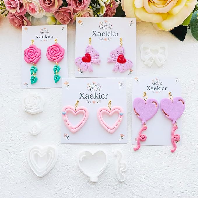 Valentine’s Day Polymer Clay Cutters Set – Romantic Polymer Clay Molds, Clay Cutters, Clay Earring Cutters, Clay Tools