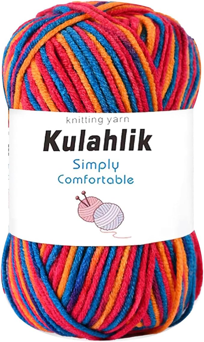 50g(1x50g) Acrylic Yarn for Crocheting and Knitting, Colorful Gradient Yarn Thread, 1 Rolls Skeins, Multicolor Hilo Acrílico, Perfect for DIY Crafts Project