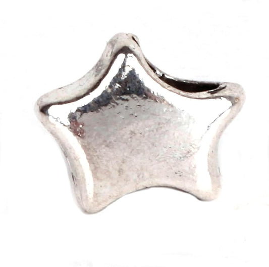 RUBYCA 50pcs Tibetan Silver Tone Spacer Beads Fit European Charms Bracelet Shiny Star Design