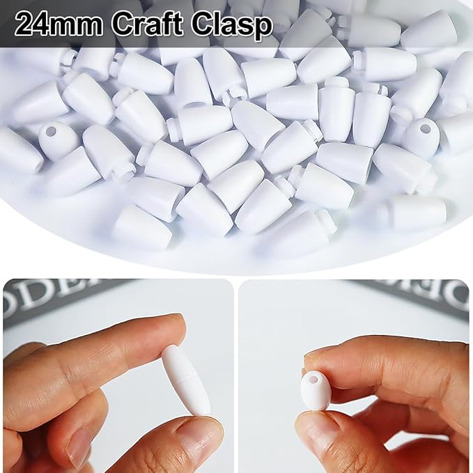 Ewparts Breakaway Clasp with Lanyard String 30 Pairs Safety Break Away Clasps Bead Barrel Connectors with 50m White Nylon String 2mm Nylon Cord for Bracelets,Necklace,Jewellry Making Craft String Kit