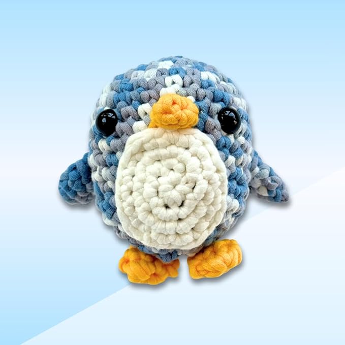 KelliDream Magic Circle Tool Inclusive Learn to Crochet Kit for Beginners; Step-by-Step Video Tutorials; All Supplies to Make Cute Amigurumi (Penguin)