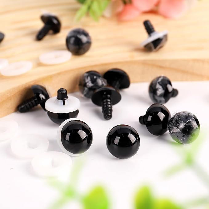 Vanblue 40pcs 15mm Upgraded Safety Eyes for Crocheting Amigurumi Eyes for Crochet Animals with Washers Craft Eyes Doll Eyes Stuffed Animal Eyes Gift for Crochet Lovers Halloween Decorations