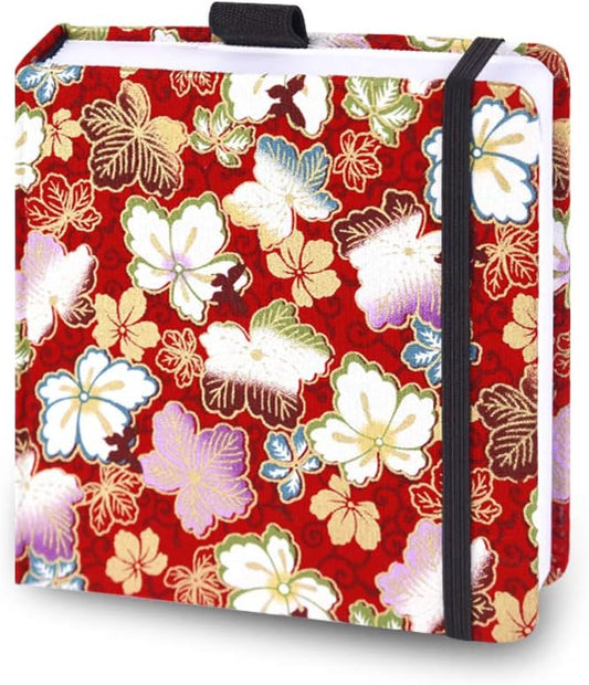 Mifuner Square 5.1x 5.1 165gsm Colored pencil paint Journal Hardbound 128pgs（64 Sheets Front Back Cold Pressed） Travel for Calligrapher Colored Pencil Sketch Doodles Handmade Cloth Cover leaf red