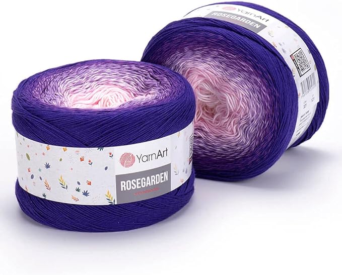 Yarn Art Flowers Rosegarden 100% Cotton 250gr 8.80 oz 1094yds Multicolor Cotton Yarn Rainbow Crochet Yarn Spring Summer (321)