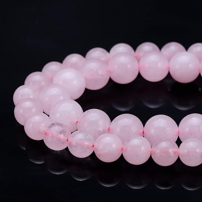 youngbling natural crystal beads for jewelry making,6mm rose quartz polished round smooth stone beads,genuine real stone for bracelet necklace 15 inch(rose quartz,6mm)
