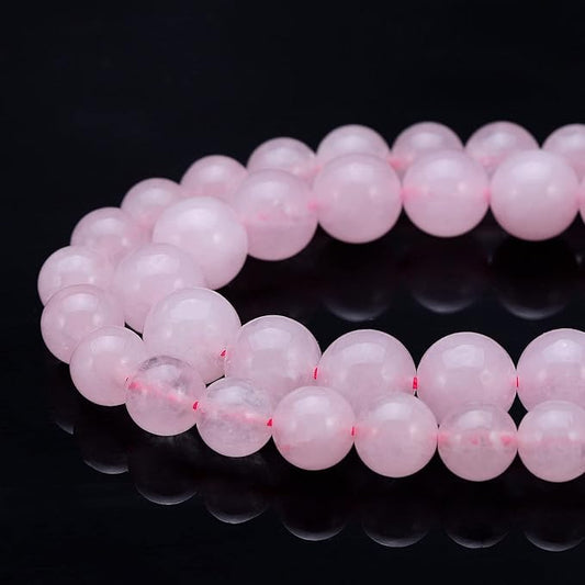 Youngbling Natural Crystal Beads for Jewelry Making,8mm Rose Quartz Polished Round Smooth Stone Beads for Bracelet Necklace 15 Inch