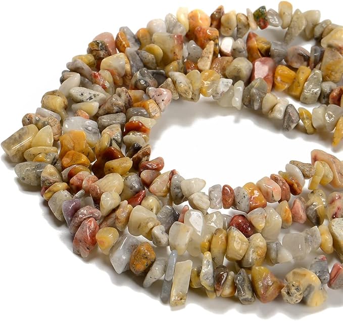 5-8mm Natural Crazy Lace Agate Gemstone Chips Beads Healing Crystals Waist Bracelets Necklace Kit Irregular Stone DIY Crafts Design Jewelry Making