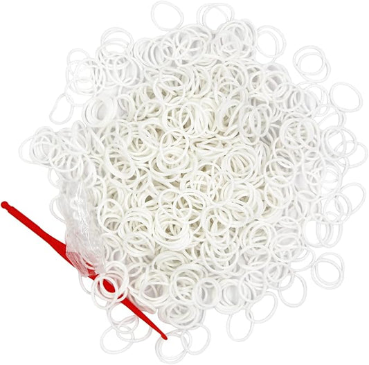 Salome Idea 3000Pcs Loom Rubber Bands Refill Kit, Includes 75 S-Clips & 5 Hooks, Premium Rubber Band Bracelet Making Supplies for Kids DIY Crafting Gift (White)