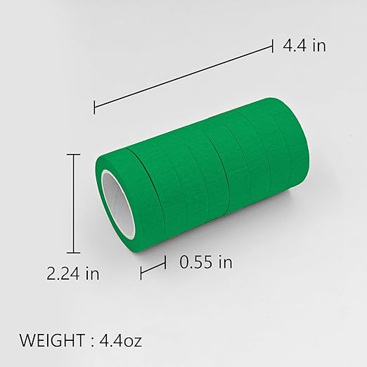 8PCS Colored Masking Tape - Green Painters Tape, Tape for Kids Art Supplies, Great for Crafts, Labeling, DIY Decorative, 1/2 Inch Colored Tape Rolls- Tiny Size