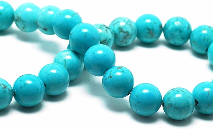 10mm Natural Stone Beads for Jewelry Making - Gemstone Round Loose Beads for Bracelets(35-38pcs, Turquoise Stone)