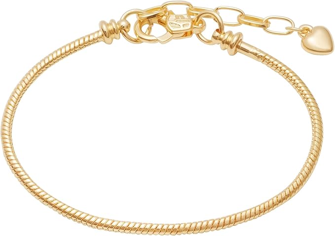 5pcs Chain Bracelets Kit Silver Plated Snake Chain with Heart Lobster European Charm Bracelet for Christmas DIY Women Jewelry Findings Bracelet Making (gold)