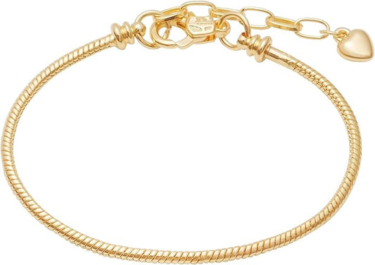 5pcs Chain Bracelets Kit Silver Plated Snake Chain with Heart Lobster European Charm Bracelet for Christmas DIY Women Jewelry Findings Bracelet Making (gold)