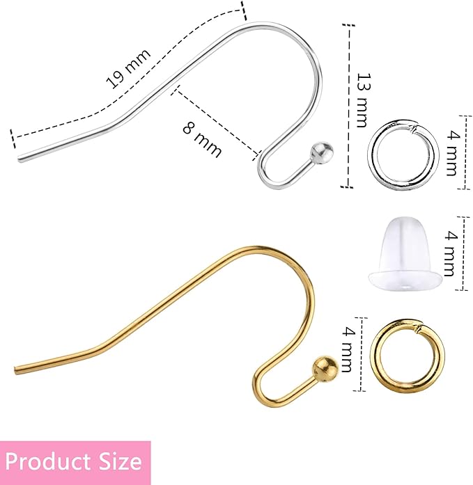earring hooks, 600pcs hypoallergenic earrings making kit(silver and gold) earrings finding component accessories,earring backs,jump rings for jewelry making diy craft