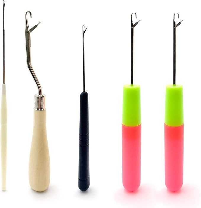 Qgond 5PCS Latch Hook Tool Set – Small Crochet Hooks in Multiple Sizes for Braid Hair, Dreadlocks, Rug Making, Carpet Crafting & Other DIY Projects