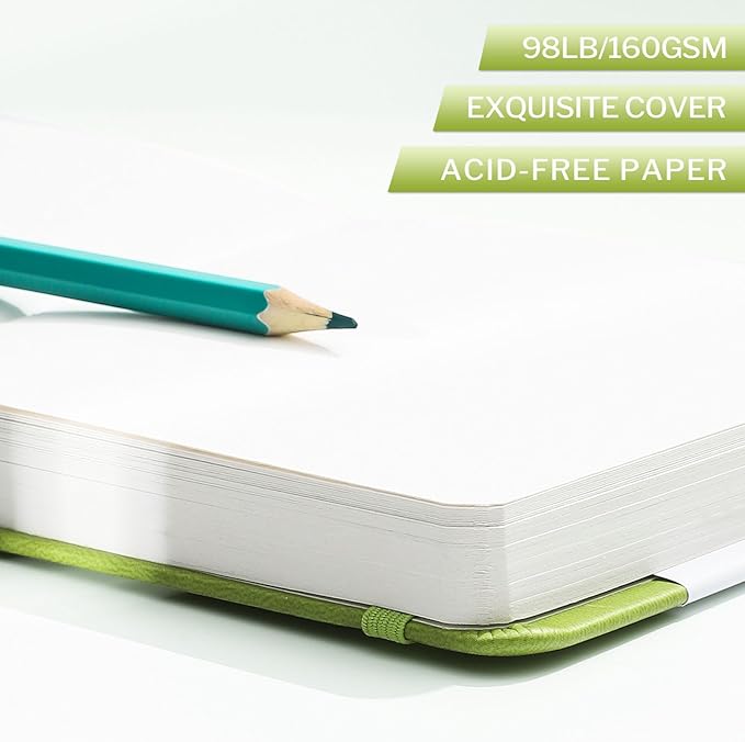 Hardcover Pocket Sketchbook, 5" x 5" Square Mini Sketchbook, 98lb/160gsm Heavyweight Tiny Sketch Book, 80 Sheets Small Travel Drawing Journal for Adults, Artist, Ideal for Gift (Emerald Green)