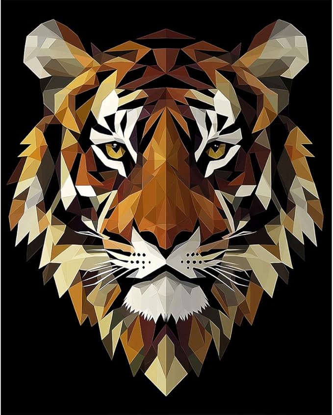 Natuyalo Paint by Numbers for Adults Tiger Totem, Paint by Numbers Kit on Canvas for Beginners, Abstract Animals Painting Art Craft Set, 3 Paintbrushes and Acrylic Paint 16x20 Inch