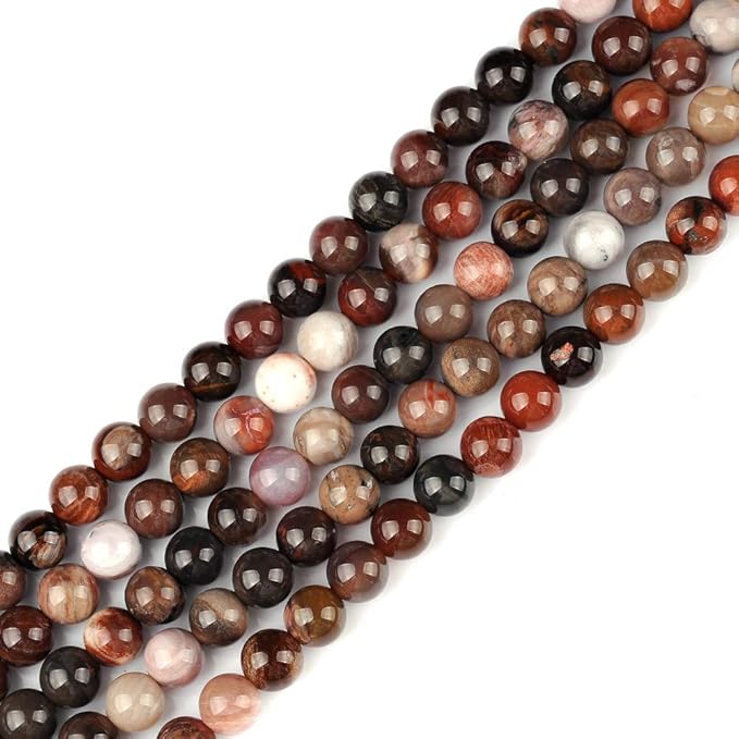 12mm Natural Petrified Wood Gemstone Round Loose Beads Crystal Stone Bracelet Necklace Accessories Crafts for Jewelry Making DIY,1 Strand 15"