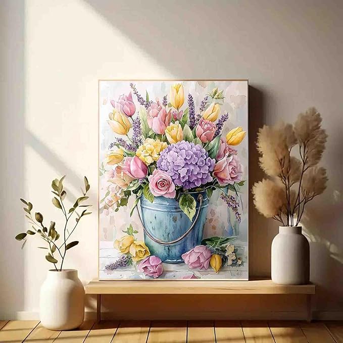 stamped cross stitch kits for adults beginner,flower counted cross stitch kits printed stitching cute patterns dimensions needlepoint art crafts embroidery kits for adults beginners (15.7x11.8 inch)
