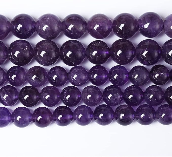 12mm 32pcs Natural Amethyst AAAAA Purple Crystal Quartz Beads Gemstones Round Stone Beads for Jewelry Making DIY Women's Bracelet Necklace Earrings