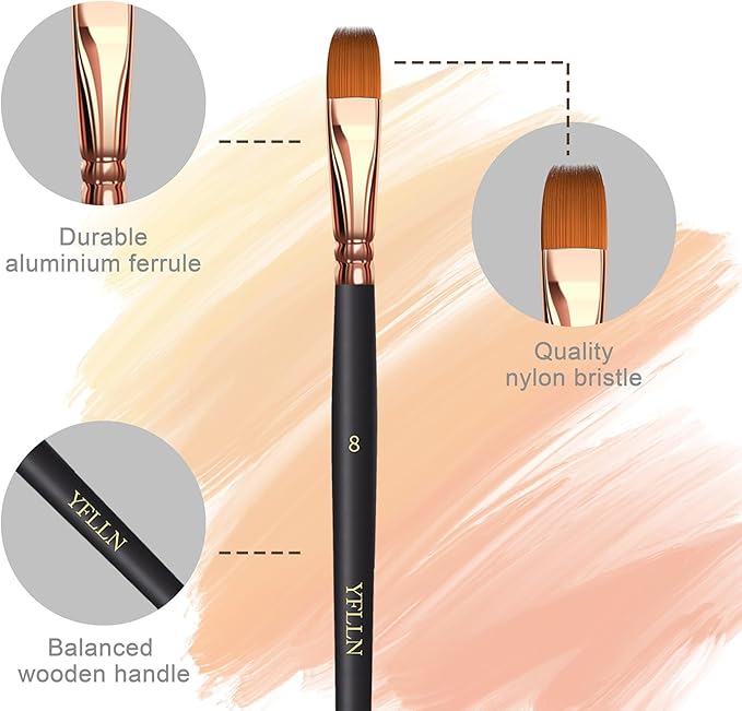 Artist Paint Brush Set，Assorted Shapes & Sizes for Acrylic, Watercolor, Oil, and Gouache, Perfect Artist Brushes for Kids, Adults Fabulous for Canvas & Fabric - for Beginners and Professionals (12)