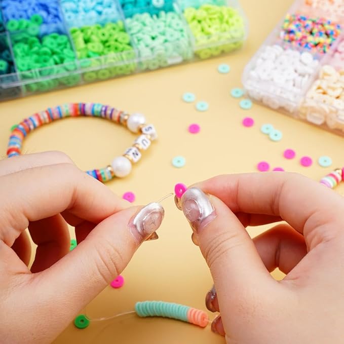 2000 Pcs-6800 Pcs Clay Beads for Bracelets Making 6mm Spacer Beads for Jewelry Making Earring Bracelets Necklace Earring Accessories DIY Handmade Craft (24 Color)