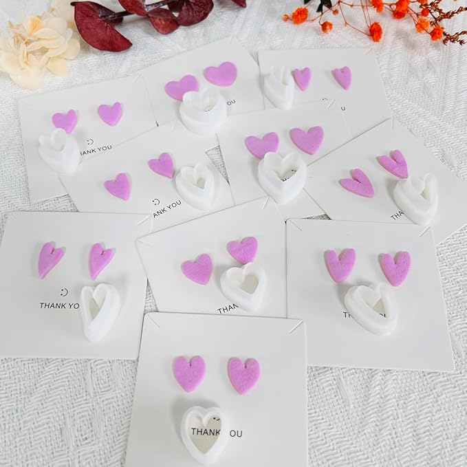 Xaekicr Heart Shape Polymer Clay Cutters Set – 10PCS Clay Earring Cutters for Polymer Clay Jewelry Making, Valentines Day Clay Tools and Molds for DIY Crafts
