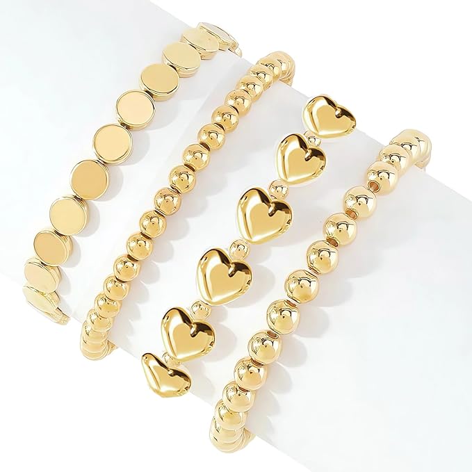 350 Pcs Gold Spacer Beads for Jewelry Making, Sparkly CCB Friendship Bracelet Bead Kits, Assorted Round Heart Star Flat Ring Seed Beads Set for DIY Earring Necklace Crafts Keychain (6 Styles)