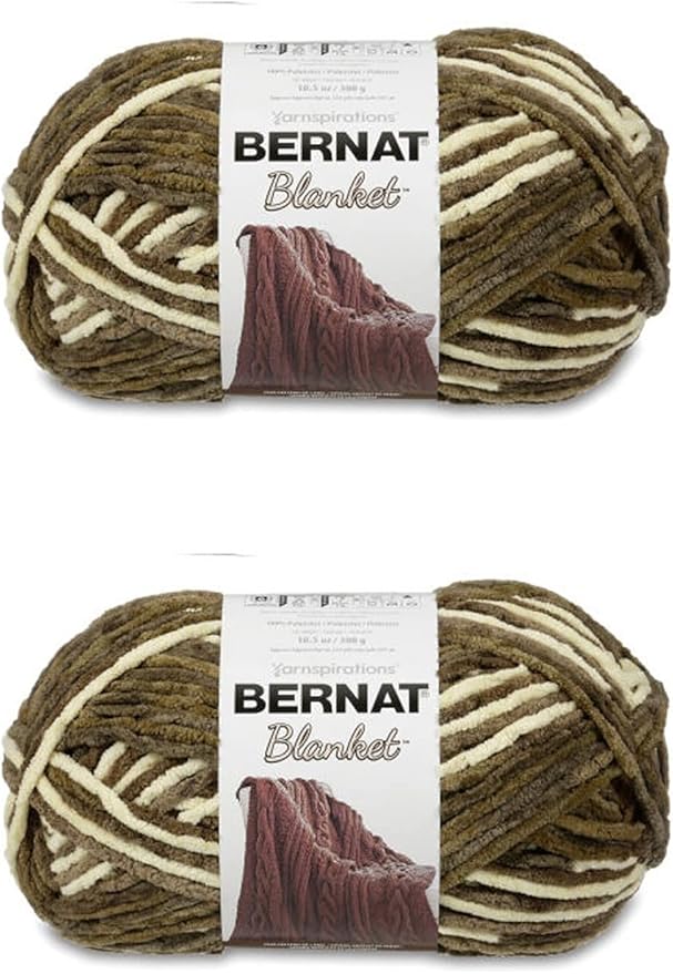 Bernat Blanket Gathering Moss Yarn - 2 Pack of 300g/10.5oz - Polyester - 6 Super Bulky - 220 Yards - Knitting/Crochet