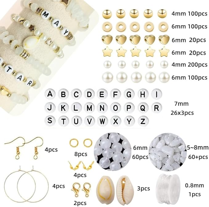 Basigeese Jewelry Making Supplies Kit Natural Stone Beads Irregular Gemstone Beading with for DIY Craft Bracelet Necklace Earrings for Adults (White Jade)