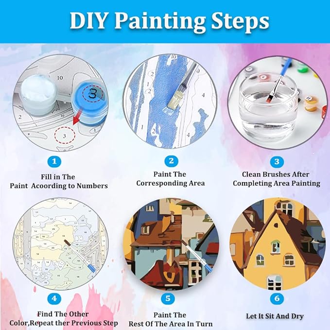Artunion Countryside Paint by Numbers Kit for Adults,Village Landscape Paint by Number Kits, DIY Oil Painting Paint by Number Kits on Canvas Arts Craft for Home Wall Decor 16x20 Inch