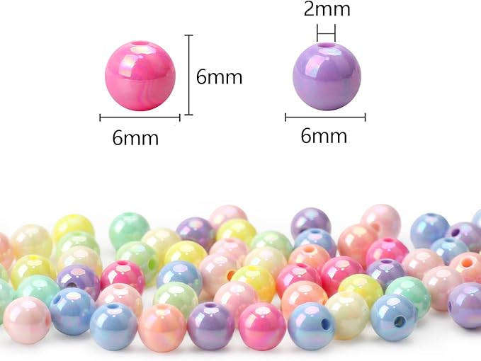 bonny boxx 1000pcs 6mm smooth mix ab color acrylic round beads, plastic resin bubblegum balls chunky gumball beads for necklace and bracelet making, crafting supplies