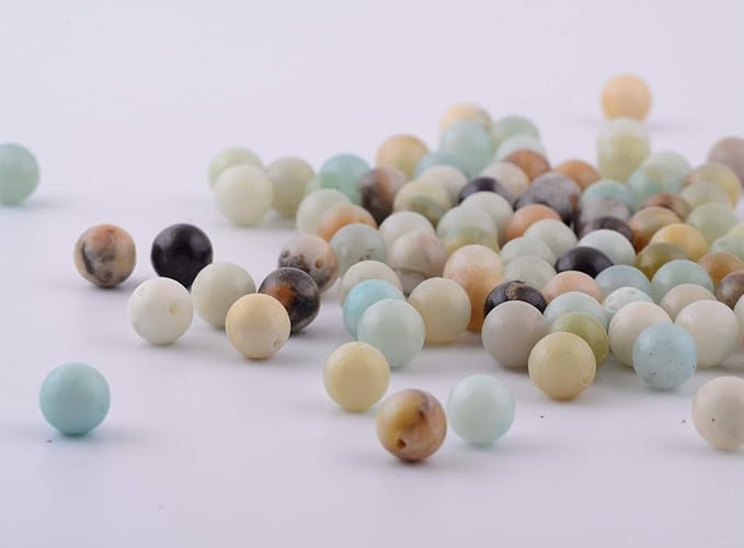 Natural Stone Beads 100pcs 10mm Amazonite Stone Round Genuine Real Stone Beading Loose Gemstone Hole Size 1mm DIY Smooth Beads for Bracelet Necklace Earrings Jewelry Making (Amazonite Green, 10mm)