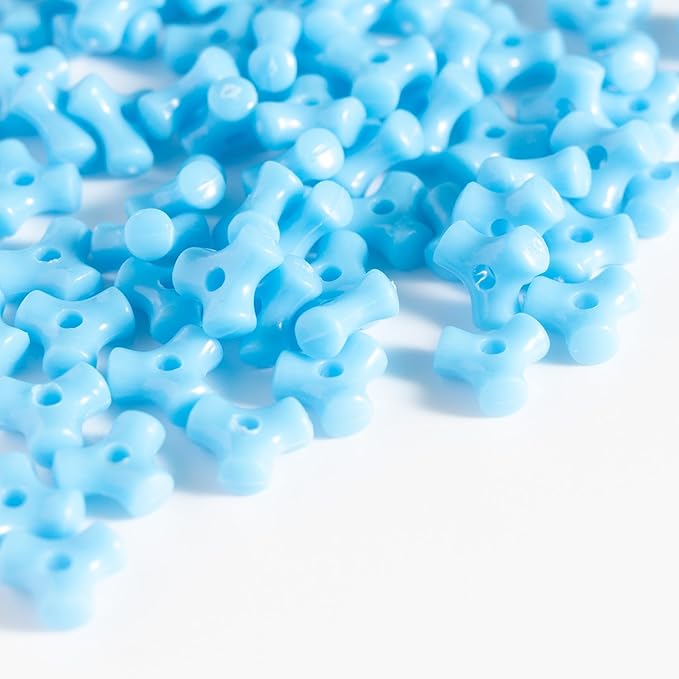 1300 Pcs Acrylic 10mm Plastic 3-Sided Kandi Tri Beads Tri-Shaped Beads Bone Beads Bulk for Wreath Candy Cane Rainbow Holiday Tree Decorations Bead Ornament Jewelry Making Kit (Opaque Blue)