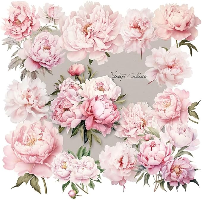 CATaireen Vintage Junk Journal Items Kit Pre Cut Paper Cards Cutout Cardstock Art Aesthetic Decor Hollow Out Craft Elements Small Embellishments Supplies for Adults Scrapbook Pack (Floral Pink)