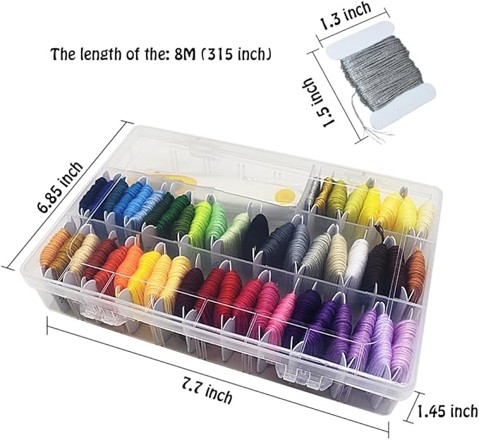 Embroidery Floss Thread Kit 100％ Cotton Floss Bobbins and Cross Stitch Kit Bracelets Floss Crafts Floss (50 Color)
